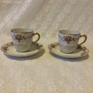 Limoges “BOUTIQUE” Small Cups & Saucers (2 sets)
